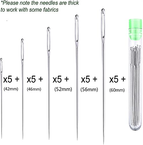 Image of Inrali 5 Sizes (25PCS）Sewing Needles, Stainless Steel Yarn Knitting Needles,Crafting Knitting Weaving Stringing Needles