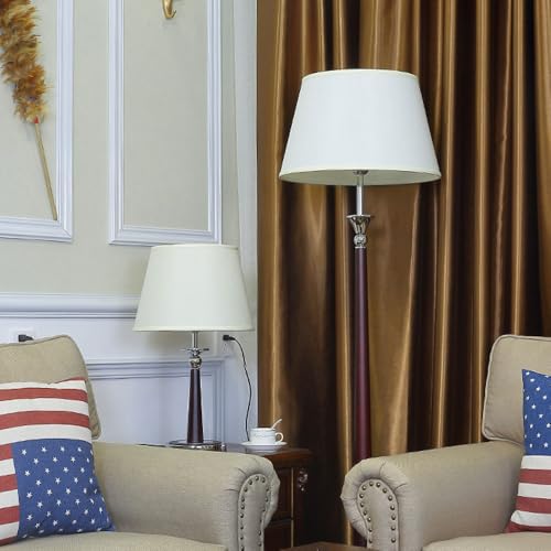 Lampe verticale décorative d'intérieur en bois noble et tissu raffiné
