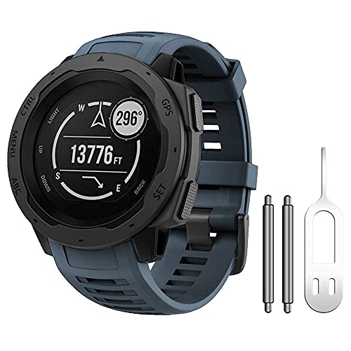 Ancool Compatible With Garmin Instinct Bands Navy Blue And Black Bundle #TOP1
