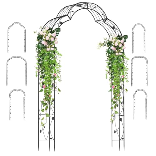 RELAX4LIFE Arco da Giardino 250cm, Arco con Pergola e Spalliera per Rose Rampicanti, Sostegno in Mettallo, Decorazione Giardino, Arco a Traliccio per Matrimonio e Patio