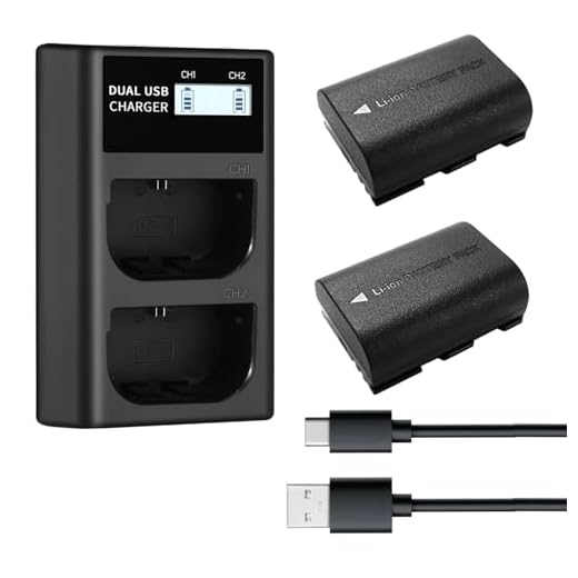 QUMOX Set batteria sostitutiva LP-E6NH e caricabatterie USB, confezione da 2 pezzi da 2250 mAh per batteria LP-E6 LP-E6NH, doppio slot compatibile con Canon EOS R7 R5 R6 R6 II R,5DIV,6DII,7DII,80D,90D