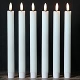 Wondise White Flameless Taper Candles with Timer, 6 Pack Battery Operated LED Flickering Real Wax Ca