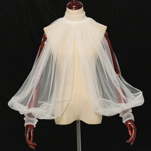 Women's Sexy Batwing Long Sleeves Sheer Shirt See Through Mock Neck Irregular Tops Front Back Split Shawl