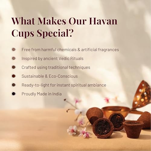 Image of Nytarra Havan Cups 120pcs | Cow Dung Base, Premium Havan Cups Made with Herbs, Jatamansi, Ashwagandha, Guggal, Loban | Best for Pooja, Havan & Daily Rituals | Free from Charcoal