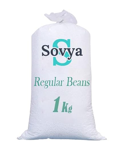 SOVYA White Beans Bag Filling Beans Pack of 1 kg | Sofa & Pillow Refill White Beans 1 kg