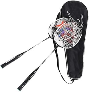 2Pcs Badminton Racket, Badminton String Racquet Carbon Aluminum Battledore Training Racket with Storage Bag