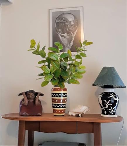 Artificial Ficus Elastica Plant Stems Rubber Tree Long Fig Leaves Branches Houseplant For Home Office Garden Decoration - 38 Inch (Green - Pack Of 2Pcs) #TOP3