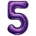 NorthStar 00149 Number 5 Foil Mylar Balloon, 34", Purple