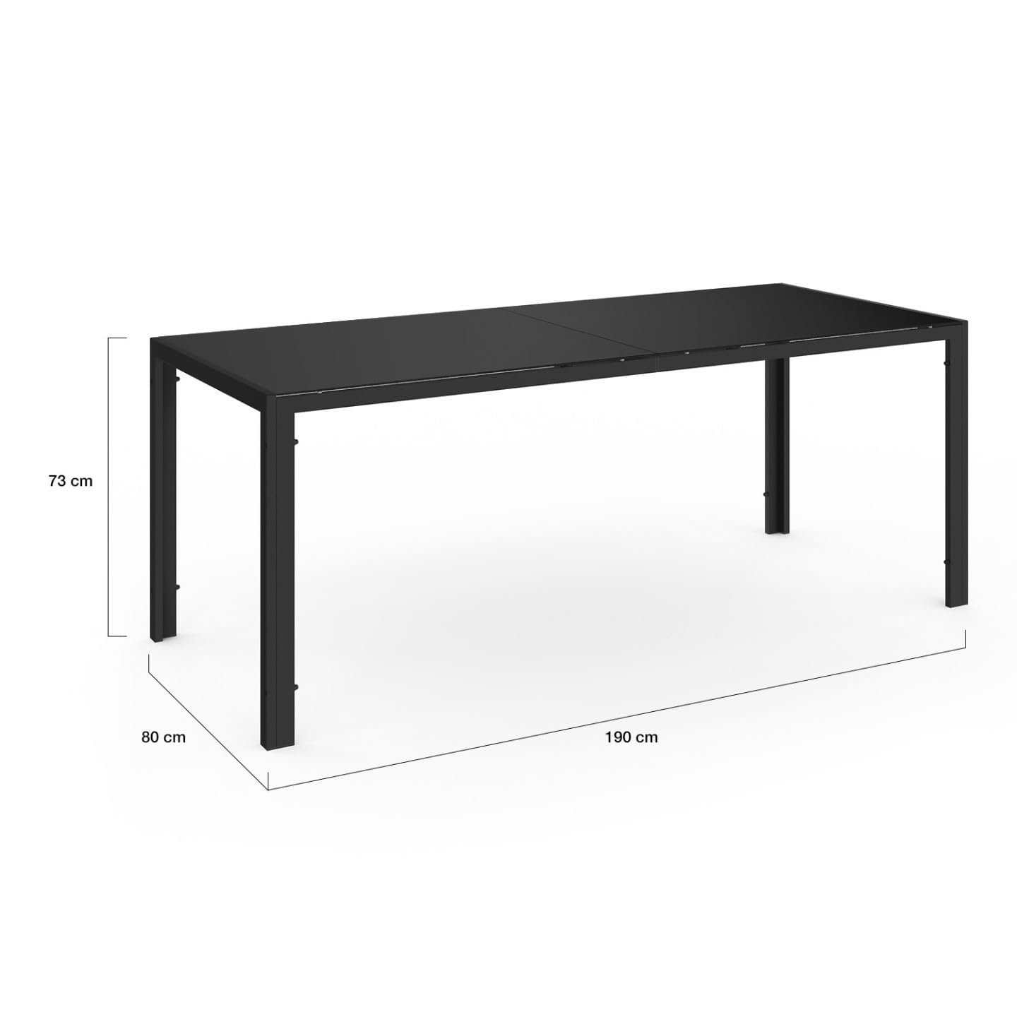 IDMarket – Salón de jardín Madrid Mesa 190 CM y 8 sillas apilables negras
