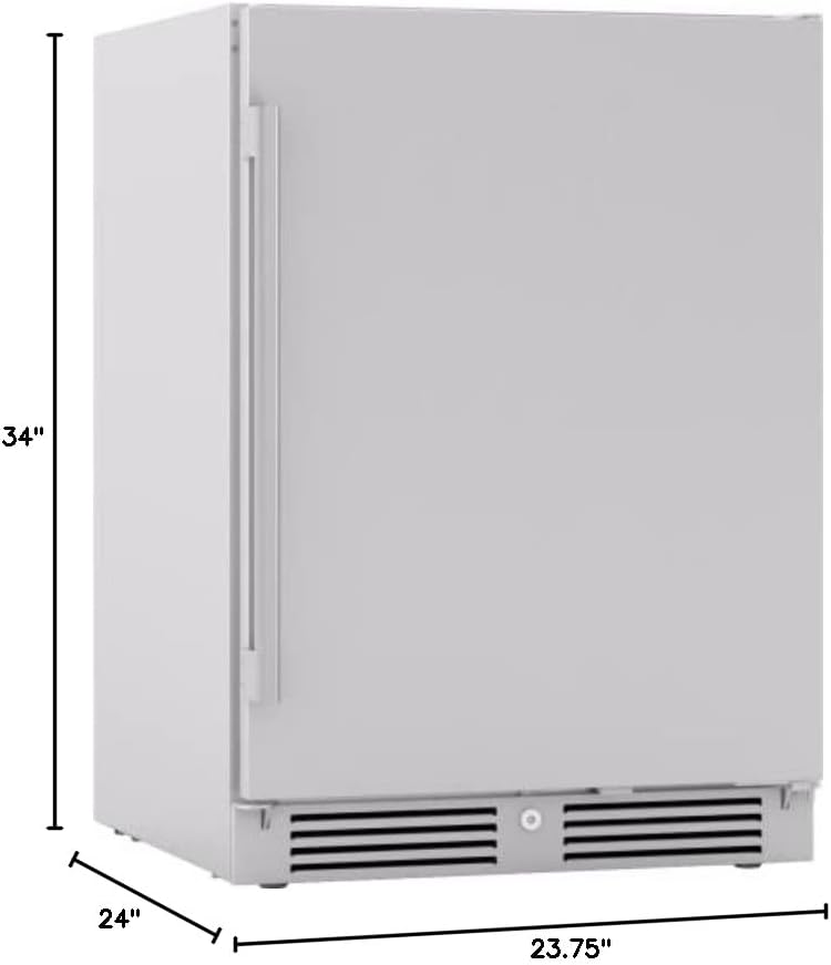 Dimensional diagram of the Zephyr PRR24C01AS-OD refrigerator