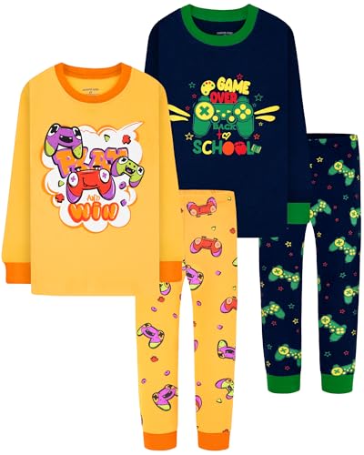 Image of DAUGHTER QUEEN Boys Pajamas 4 Pieces Long Set 100% Cotton Sleepwear Size 18 Months-12 Years