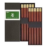 KEZPO 25cm 紅檀木 福字箸 5 双入 / 10 双入 天然木材 高級食器 持ちやすい つかみやすい すべらない 家庭用 ホーム ギフト プレゼント 祝い 耐久性あり 健康安心 木製の温もり おしゃれデザイン 箸 はし KEZPO Chopsticks (10)