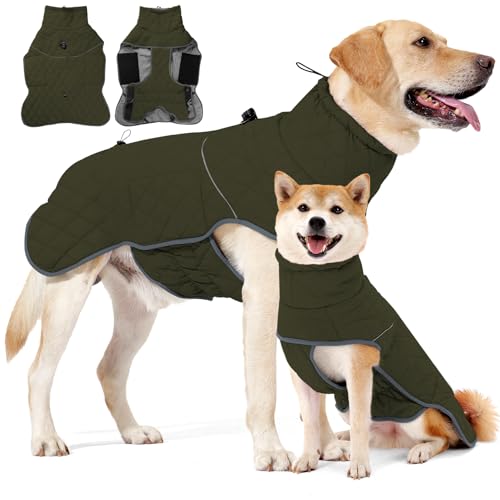 HEYWEAN Hundemantel Winter Wasserdicht Hundejacke mit D-Ring Warm Mantel Hund Fleece Hundepullover Reflektierende Wintermantel für kleine mittlere große Hunde Kleidung Hundejacke Wandern Winterweste