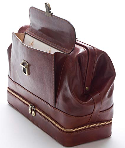 Sac médecin en cuir véritable vintage porte-documents de luxe - 3