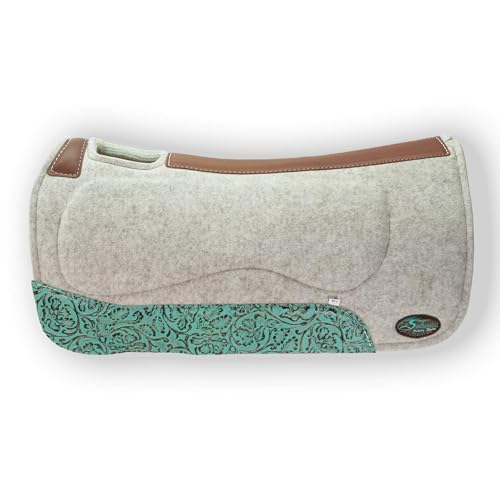 Southwestern Equine OrthoRide All Purpose Fleece Bottom Saddle Pad (Tan with Turqouise Bloom, 31 x 32)