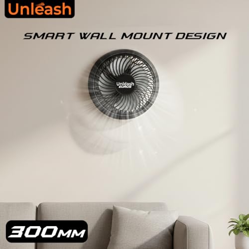 Image of Unleash Eurus 300 mm Wall Fan High Speed Heavy Duty | 12 Inch Wall Mounted Cabin Fan for Home, Kitchen & Living Room | Powerful Motor, Strong Airflow, Low Noise Wall Mount Fan (BLACK)