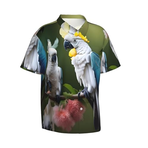 Chemise hawaïenne imprimé cacatoès et fleur coupe décontractée