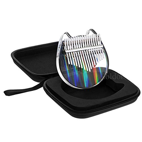 Rainbow Clear Kalimba Thumb Piano Cat Shaped 17 Key Solid Finger Piano Transparent Body Cute Crystal Acrylic Kalimba With Hard Case Gifts with Tuning Hammer