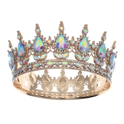 Tiara vintage de cristal dorada para peinados de boda delicados