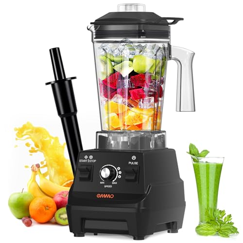 OMMO Blender 1800PW, Professional High Speed Countertop Blender with Durable Stainless Steel Blades, 60oz BPA Free Blender for Shakes and Smoothies, Nuts, Ice and Fruits, Dishwasher Safe