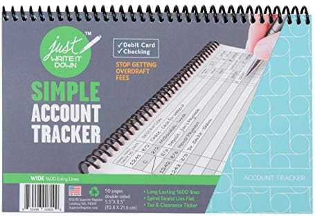 The Superior RegisterCheck and Debit Card Register, Simple Account Tracker & Financial Ledger - Wide Edition (1 Pack – Blue)