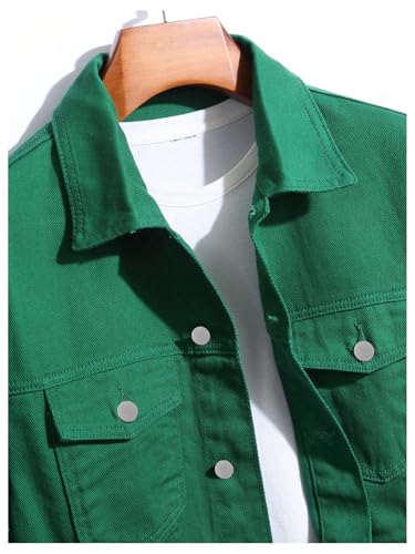 Image of SOLY HUX Men's Denim Jacket Letter Graphic Button Down Flap Pocket Long Sleeve Streetwear Jacket