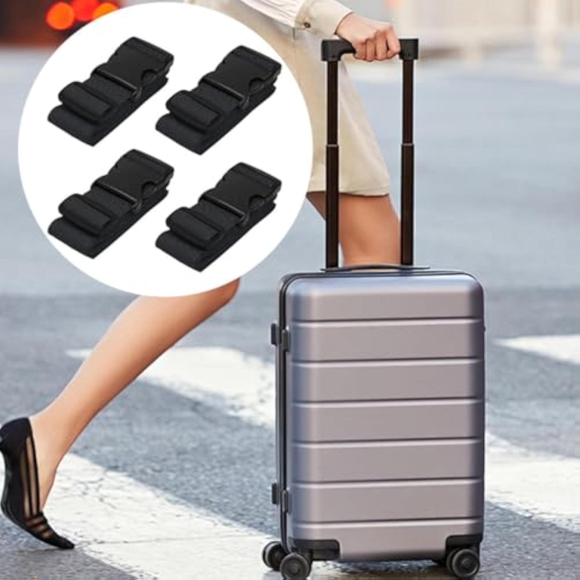 4 Pieces Portable Luggage Straps Packing Strap