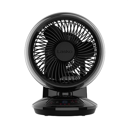 Lasko Air Circulator Fan, Whirlwind Orbital Motion Table Fan, 3 Speeds, Timer, Dark Mode, Remote Control Small Room Fan, Black, A12558 - Thumbnail 7