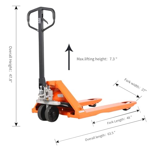 Tory Carrier Manual Pallet Jack 6600 Lb. Capacity, Pallet Truck 48 L × 27 W Fork Size Standard Duty Hand Trucks