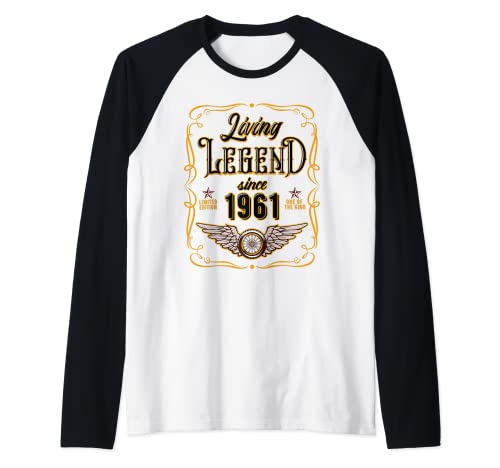 Vintage Living Legend Desde 1961 60th Birthday Motocicleta Camiseta Manga Raglan