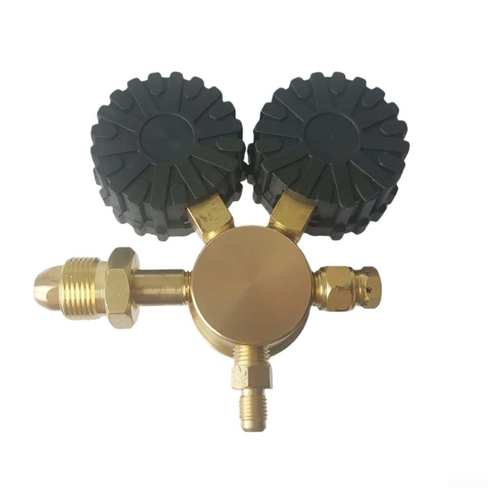 Regolatore di pressione per azoto HVAC con doppi manometri, ingresso CGA580, porta di scarico svasata da 1/4", intervallo di consegna 0-800 PSI, lunghezza del tubo da 199,9 cm