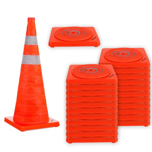 Image of BATTIFE 24 Pack 28 Inch Collapsible Traffic Cones, Orange Safety Cones