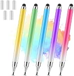 Stylus Pens for Touch Screens, Universal 2 in 1 Stylus Pen for iPad Compatible with iPhone, iPad, Android, Microsoft Tablets, Phones, Surface,[5 Pack]-Blue,Green,Pink,Purple,Yellow