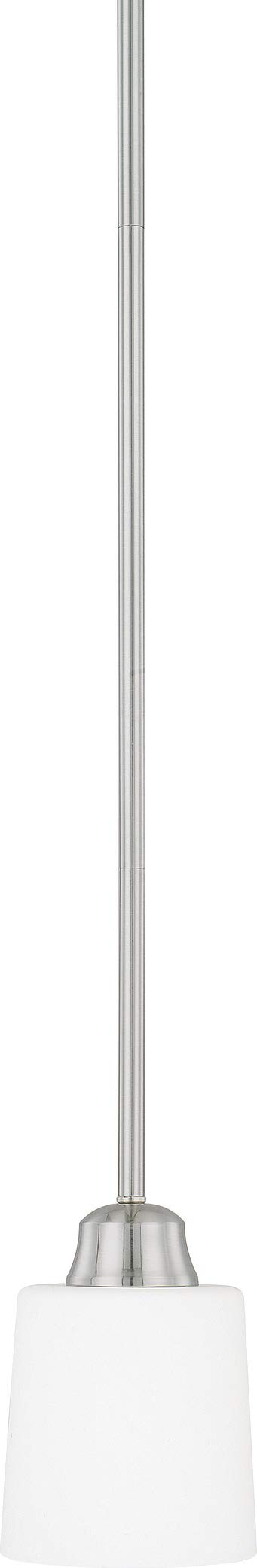 HomePlace Lighting 315311BN-339 Hayden Transitional Soft White Glass Bell Pendant Light, 1-Light 100 Watt, 7" H x 5" W, Brushed Nickel