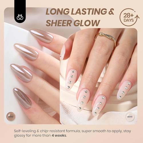 Image of Beetles Nude Gel Nail Polish Set - 6 Colors Neutral Nude Jelly Gel Nail Polish Kit Sheer Transparent Effect Soak Off UV DIY Dusky Mocha French Nail Art Manicure Gifts for Women