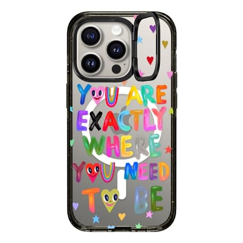 CASETiFY Impact Ring Stand Case for iPhone 15 Pro [6.6ft Drop Protection/Compatible with Magsafe] - You are Exactly - Clear Black