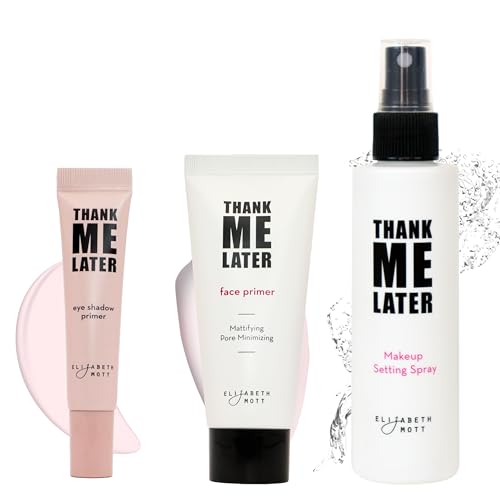 Elizabeth Mott Power Trio: Thank Me Later Eye Primer Shadow Base AND Thank Me Later Mattifying Face Primer AND Thank Me Later Mattifying Setting Spray