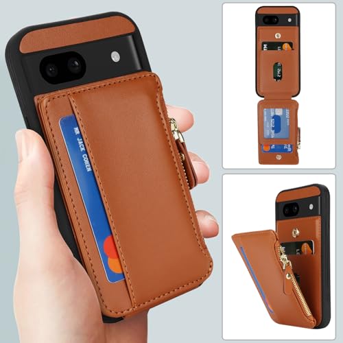 Image of Cavor for Google Pixel 8a Case Wallet with Card Holder, Brown