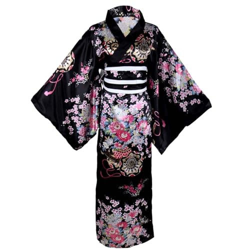 Yukata pour femme soyeux et doux au toucher, kimono fleuri haut de gamme
