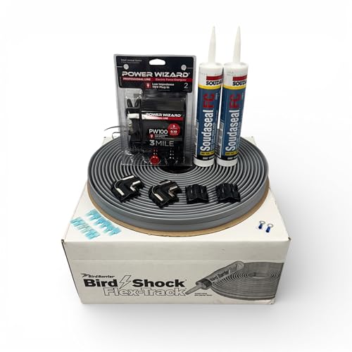 Bird Shock Flex-Track Complete Starter Kit | Low-Profile Bird Deterrent System | Humane Avian Control Track | Pigeon Spike Alternative | Long-Term Exclusion | Plug-in Grey