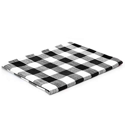 Muse Dream Burlap Black White Plaid Table Runner 72 Inches Long Farmhouse Daily Use Or Special Occasions Holiday Party Buffalo Runner Table Decor,14"X72",Black White #TOP4