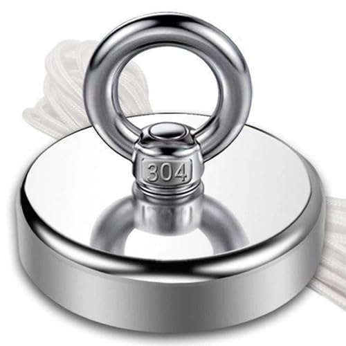 Round Strong Neodymium Fishing Magnets, 25mm Combination Tension Super Strong Magnet with Eye Bolts for Salvage Metal Detector Treasure Finder in River