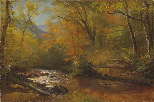 Cuadro de lienzo Arroyo en el bosque de Albert Bierstadt pintura mural decorativa 60x90cm