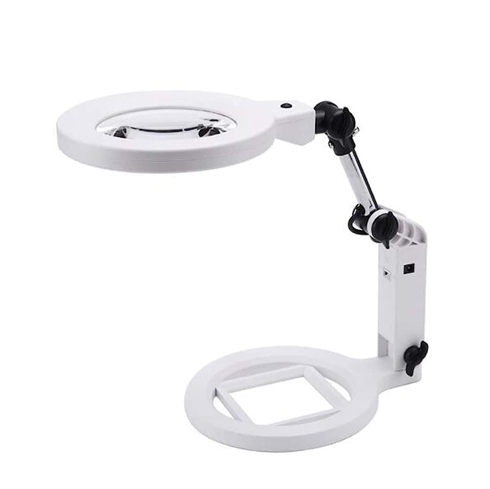 Lupy, Duża Lupa Biurkowa Ze Stojakiem, Lampa Biurkowa Z Lupą 2X 5X Z Podświetleniem Led, Czytanie Bez Użycia Rąk Dla Osób Słabowidzących, Projektowanie Biżuterii, Robótki,