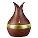 MQJ Humidificador Jarrón de Coche Forma Usb Alimentación de Madera Grano Humidificador Hogar 300 Ml Máquina de Aromaterapia Siete Color Respirar Ligero Mudo,Marrón