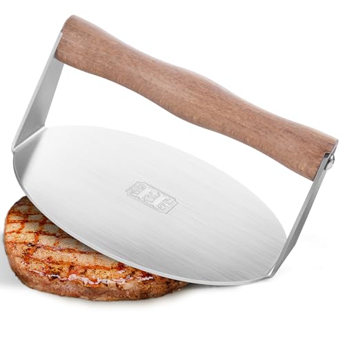 RTT Stainless Steel Burger Press-Engraved Letter Customized Gift idea,6 inch Round Burger Smasher, Professional Griddle Accessories Kit, Grill Press Perfect for Flat Top Griddle Grill Cooking