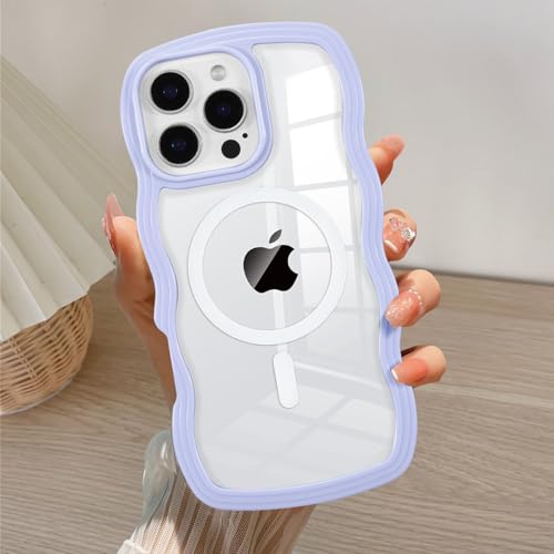 Coque iPhone 16 Pro antichoc pour éviter les rayures avec cadre vagues violet