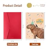 ICOOLYI Funny Capybara Birthday Card – Cute “Capy Birthday” Animal Pun – Capybara Gifts for Friends – Great for Capybara Birthday Decorations or Water Pig Party Themes