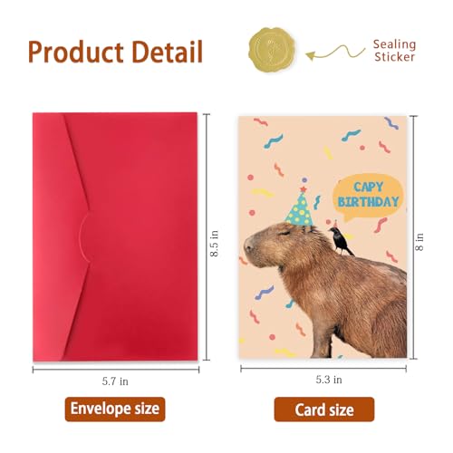ICOOLYI Funny Capybara Birthday Card – Cute “Capy Birthday” Animal Pun – Capybara Gifts for Friends – Great for Capybara Birthday Decorations or Water Pig Party Themes