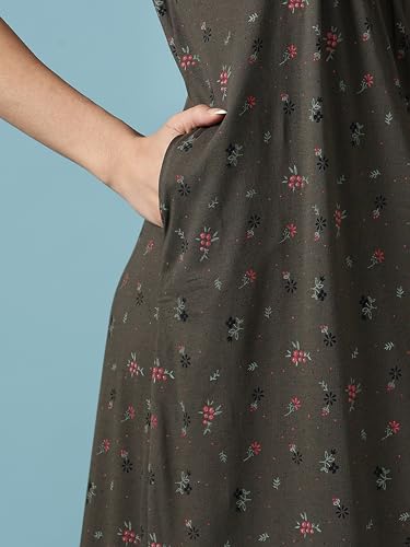 Image of 9shines Label Stylish Cotton Blend Embroidered Maxi Nightdress for Women with Pocket| Full Length Nightwear| Premium Nightdress| Comfortable Nightwear(5256)